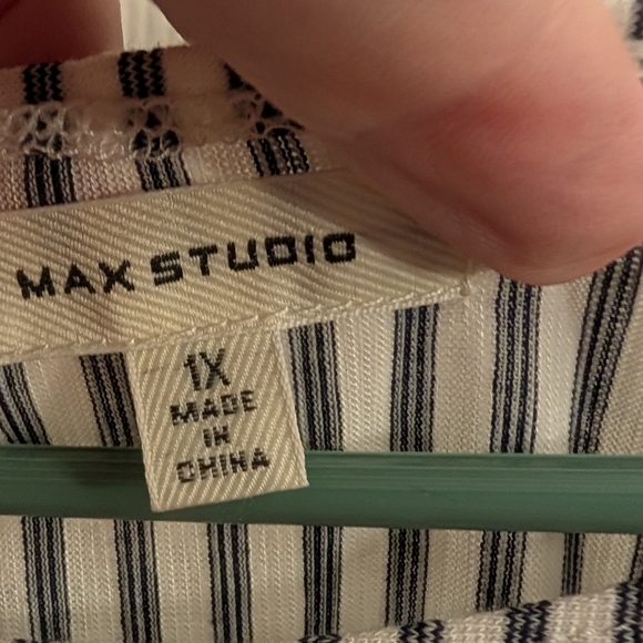 Max Studio Black and White Tie Front Blouse - Picture 3 of 5